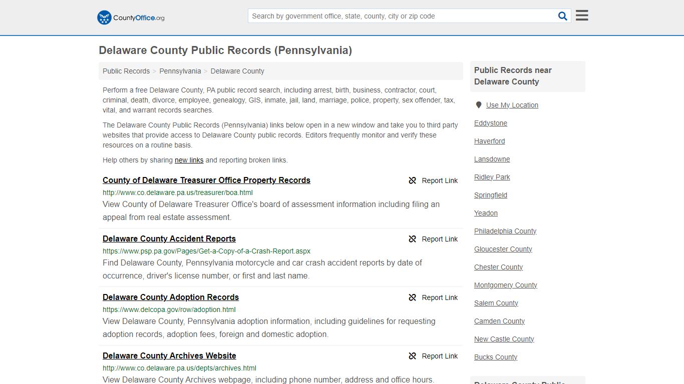 Delaware County Public Records (Pennsylvania) - County Office