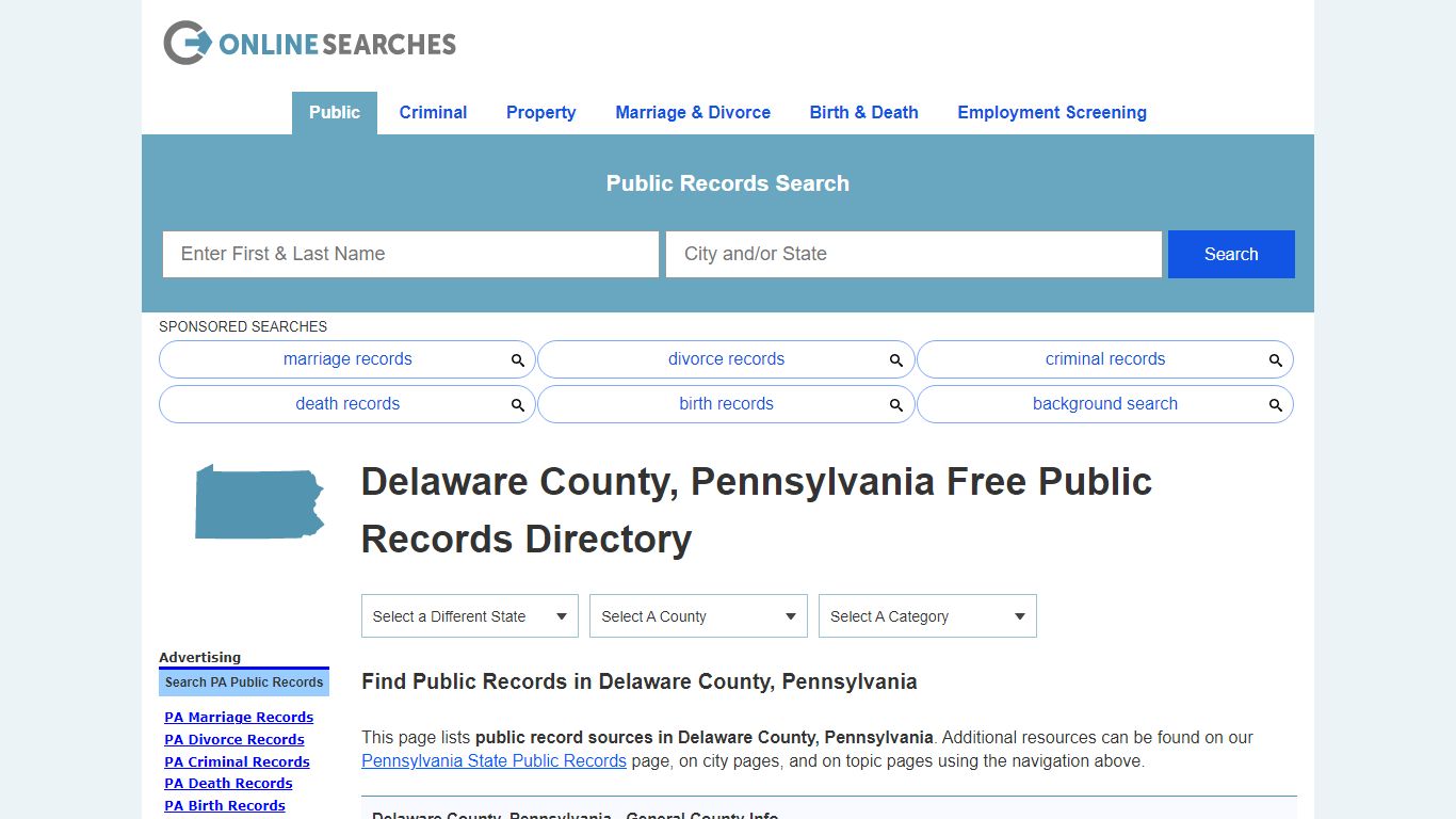 Delaware County, Pennsylvania Public Records Directory